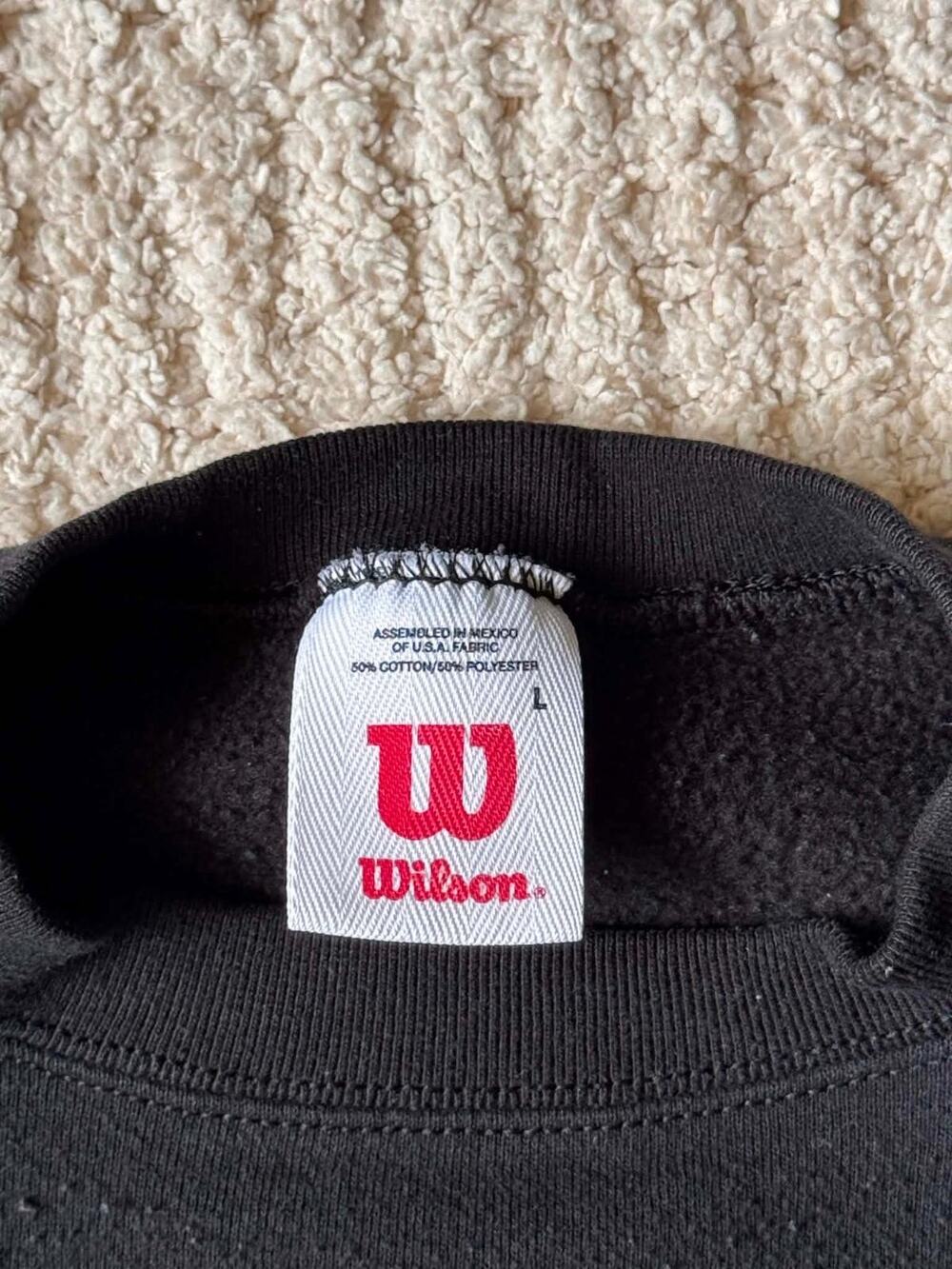 Vintage Wilson Blank Crewneck Sweatshirt Mens Large Black USA Fleece Pullover